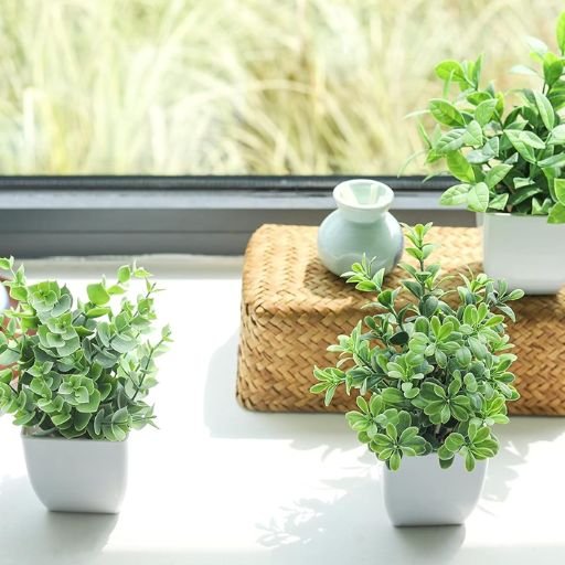 4-Pack Mini Fake Plants for Chic Décor