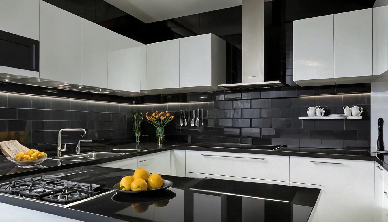 Kitchens with Black Backsplash