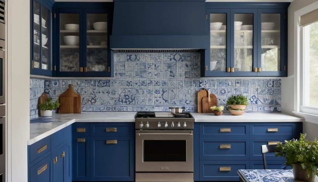 Blue kitchen cabinets